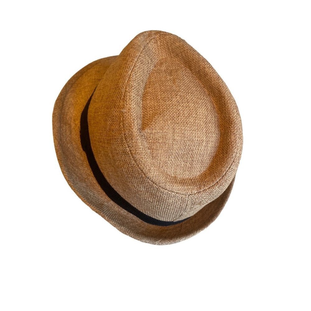 Brown Burlap Fedora Black Band One Size - Picture 2 of 6